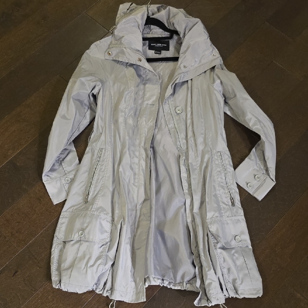 Women's Gray Hooded Trench Coat